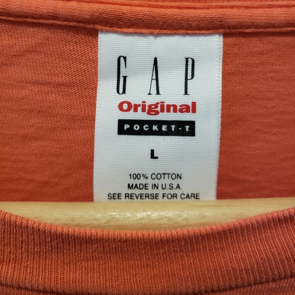 Vintage 1990s Gap Pocket T-Shirt Mens Sz XL Short Sleeve Peach - Picture 3 of 6
